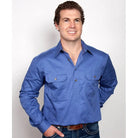 Just Country Mens Shirts S / Blue Just Country Workshirt Mens Cameron Half Button (10101)