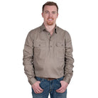 Just Country Mens Shirts S / Brown Just Country Workshirt Mens Cameron Half Button (10101)