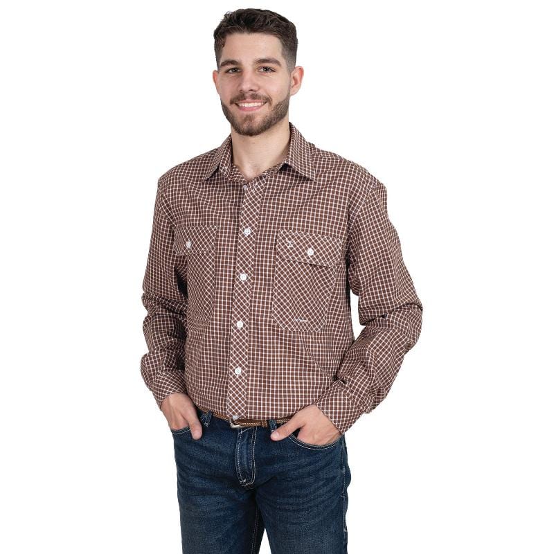 Just Country Mens Shirts S / Chocolate Check Just Country Shirt Mens Austin Full Button