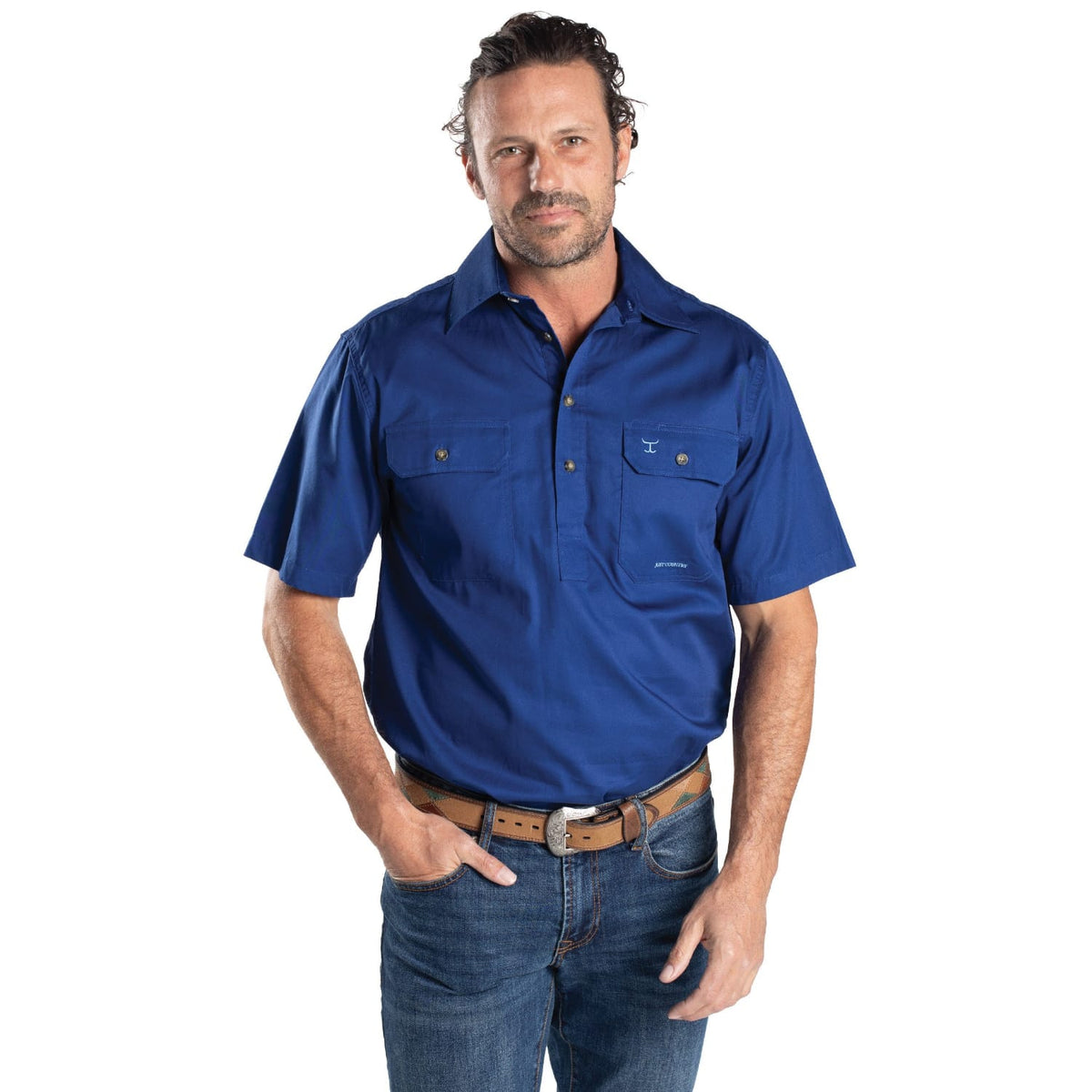 Just Country Mens Shirts S / Cobalt Just Country Workshirt Mens Adam Short Sleeve