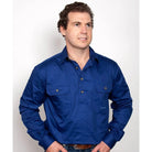 Just Country Mens Shirts S / Cobalt Just Country Workshirt Mens Cameron Half Button (10101)