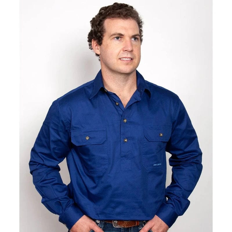 Just Country Mens Shirts S / Cobalt Just Country Workshirt Mens Cameron Half Button (10101)