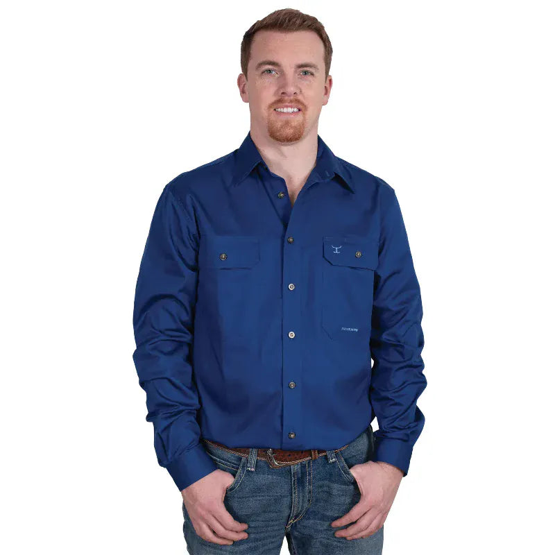 Just Country Mens Shirts S / Cobalt Just Country Workshirt Mens Evan Full Button