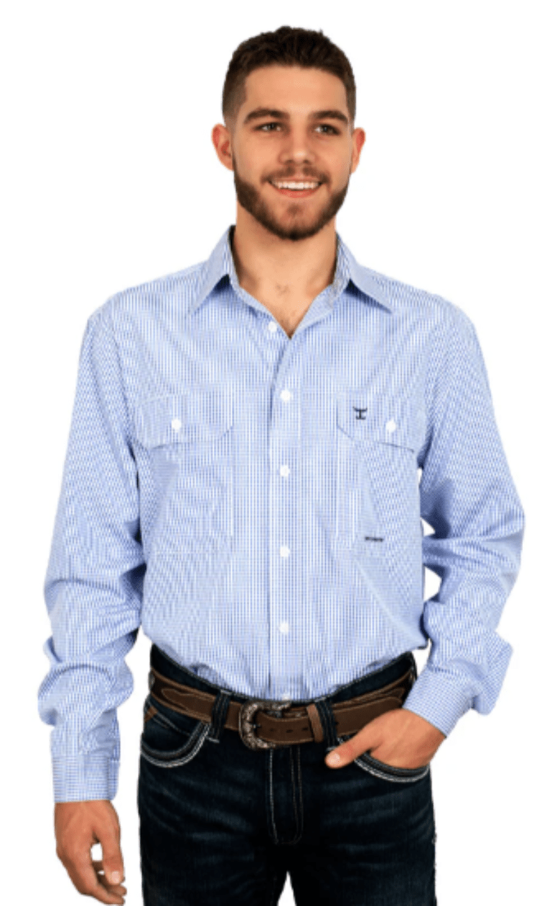 Just Country Mens Shirts S / Cornflower/White Just Country Workshirt Mens Austin Mini Check