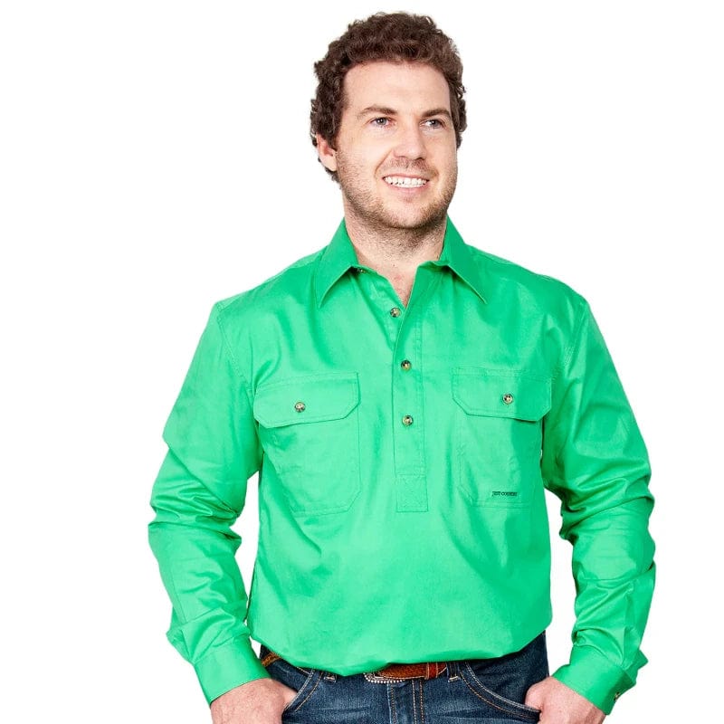 Just Country Mens Shirts S / Ivy Green Just Country Workshirt Mens Cameron Half Button (10101)