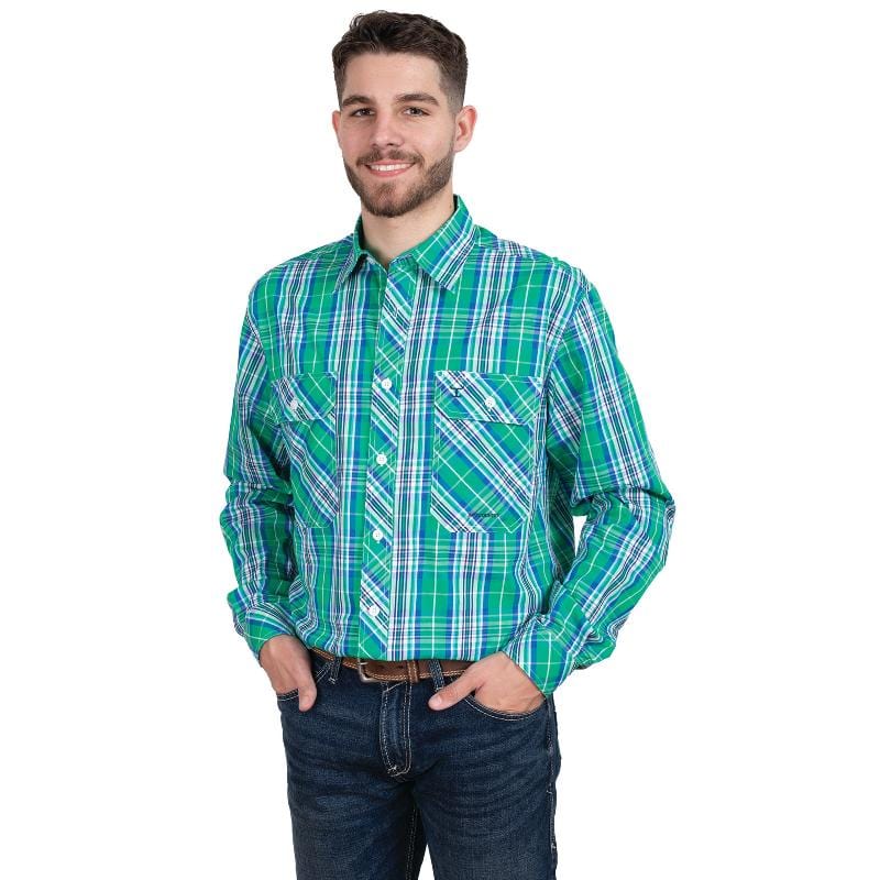 Just Country Mens Shirts S / Ivy Green Plaid Just Country Shirt Mens Austin Full Button