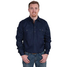 Just Country Mens Shirts S / Navy Just Country Workshirt Mens Cameron Half Button (10101)
