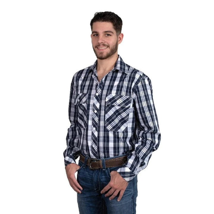 Just Country Mens Shirts S / Navy/White Plaid Just Country Shirt Mens Austin Full Button