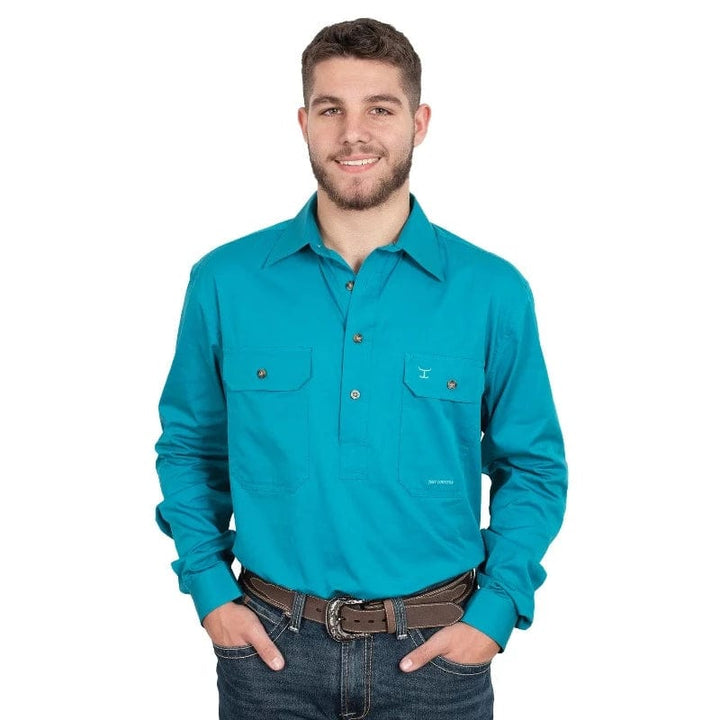 Just Country Mens Shirts S / Ocean Just Country Workshirt Mens Cameron Half Button (10101EARTHY)