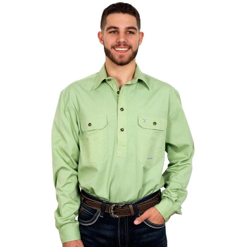 Just Country Mens Shirts S / Sage Just Country Workshirt Mens Cameron Half Button (10101EARTHY)