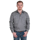 Just Country Mens Shirts S / Steel Grey Just Country Workshirt Mens Cameron Half Button (10101)