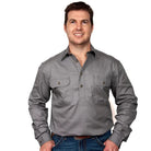 Just Country Mens Shirts S / Steel Grey Just Country Workshirt Mens Cameron Half Button (10101)