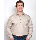 Just Country Mens Shirts S / Stone Just Country Workshirt Mens Cameron Half Button (10101)