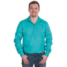 Just Country Mens Shirts S / Turquoise Just Country Workshirt Mens Cameron Half Button (10101)