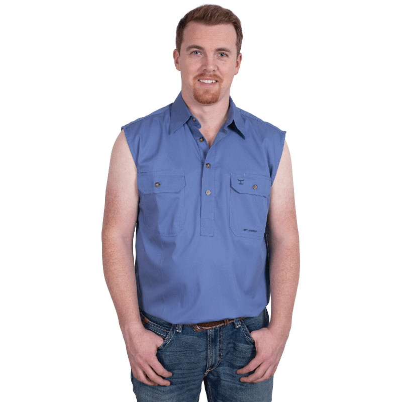 Just Country Mens Shirts XL / Blue Just Country Workshirt Mens Jack Sleeveless (10103)