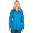 Just Country Womens Shirts 08 / Blue Jewell Just Country Workshirt Womens Jahna Half Button