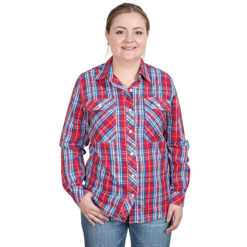 Just Country Womens Shirts 08 / Chilli Red Plaid Just Country Shirt Womens Abbey Full Button