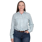 Just Country Womens Shirts 08 / Dusty Turquoise Just Country Shirt Womens Abbey Full Button Small Check