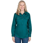 Just Country Womens Shirts 08 / Forest Green Just Country Workshirt Womens Jahna Half Button
