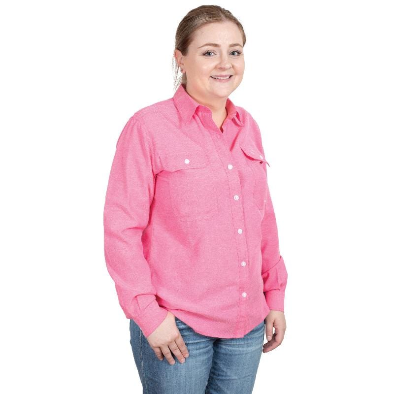 Just Country Womens Shirts 08 / Hot Pink Chambray Just Country Shirt Womens Abbey Full Button