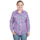 Just Country Womens Shirts 08 / Hot Pink Plaid Just Country Shirt Womens Abbey Full Button