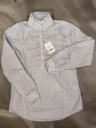 Just Country Womens Shirts 08 / Ice Blue Lurex Just Country Shirt Womens Georgie Frills Half Button Stripe