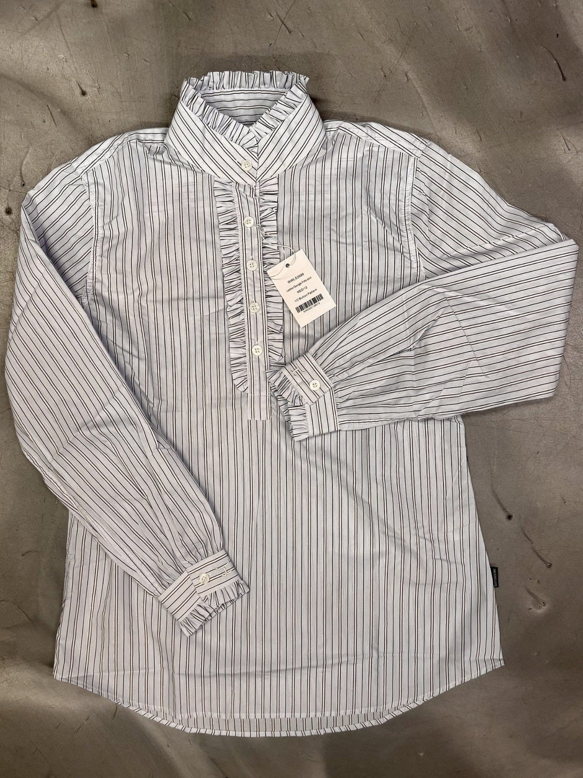 Just Country Womens Shirts 08 / Ice Blue Lurex Just Country Shirt Womens Georgie Frills Half Button Stripe