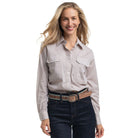 Just Country Womens Shirts 08 / Latte Just Country Shirt Womens Abbey Full Button Print