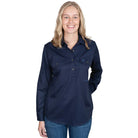 Just Country Womens Shirts 08 / Navy Just Country Workshirt Womens Jahna Half Button