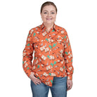 Just Country Womens Shirts 08 / Orange Western Boot Just Country Workshirt Womens Abbey Full Button