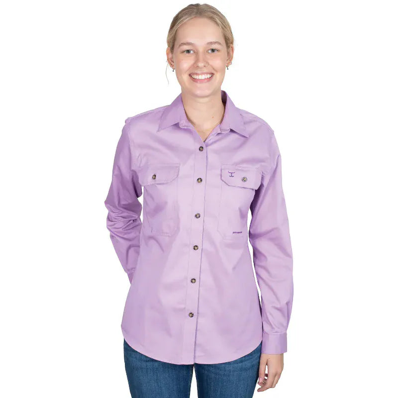 Just Country Womens Shirts 08 / Orchid Just Country Workshirt Womens Brooke Full Button