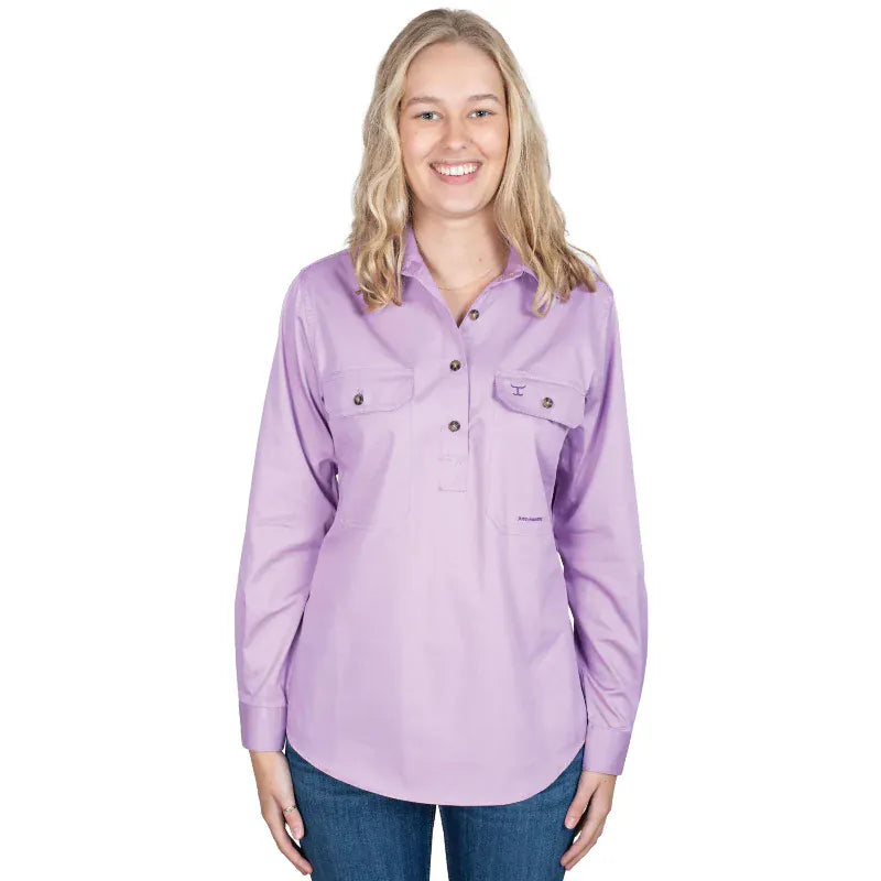 Just Country Womens Shirts 08 / Orchid Just Country Workshirt Womens Jahna Half Button