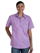 Just Country Womens Shirts 08 / Orchid Just Country Workshirt Womens Short Sleeve Half Button