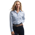 Just Country Womens Shirts 08 / Powder Blue Just Country Shirt Womens Abbey Full Button Print