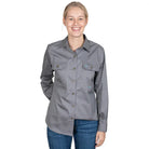 Just Country Womens Shirts 08 / Steel Grey Just Country Workshirt Womens Brooke Full Button