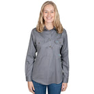 Just Country Womens Shirts 08 / Steel Grey Just Country Workshirt Womens Jahna Half Button