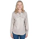 Just Country Womens Shirts 08 / Stone Just Country Workshirt Womens Jahna Half Button