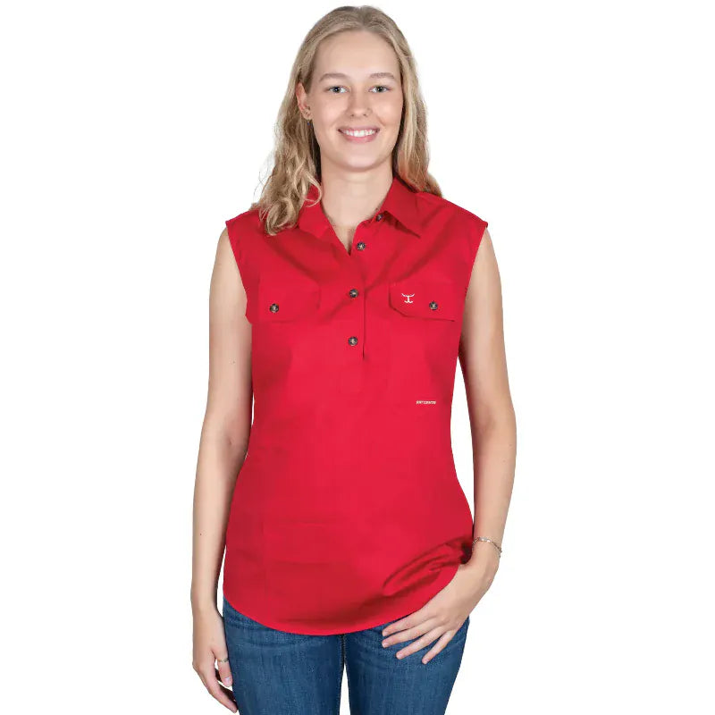 Just Country Womens Shirts 10 / Chilli Just Country Workshirt Womens Kerry Sleeveless