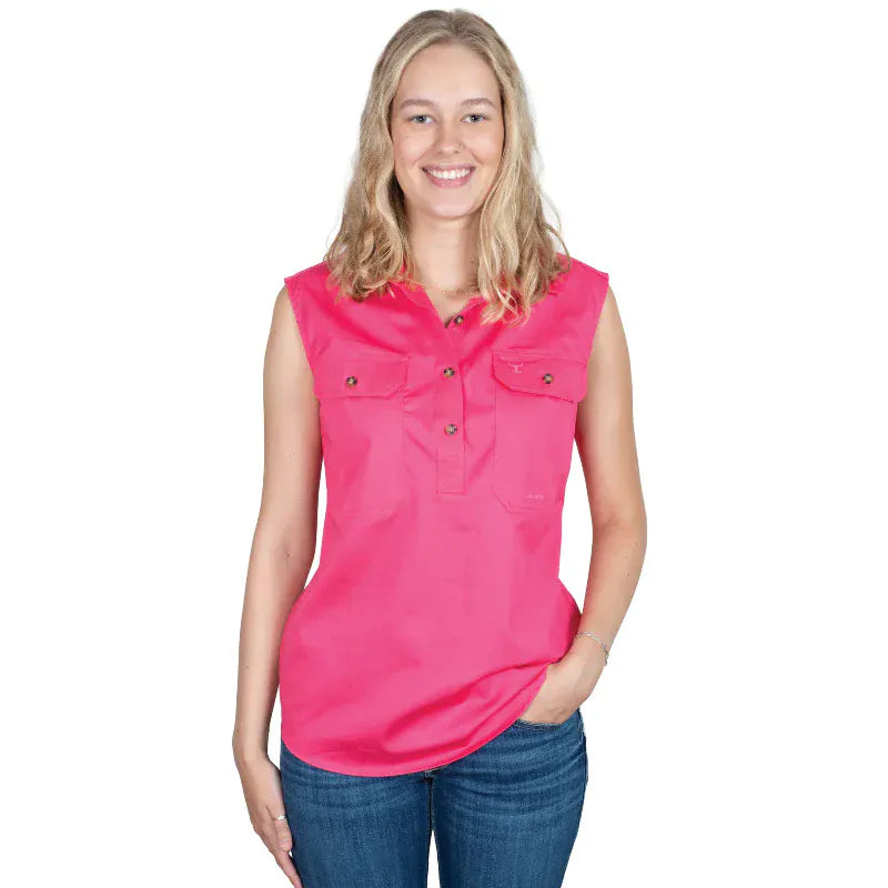 Just Country Womens Shirts 10 / Hot Pink Just Country Workshirt Womens Kerry Sleeveless