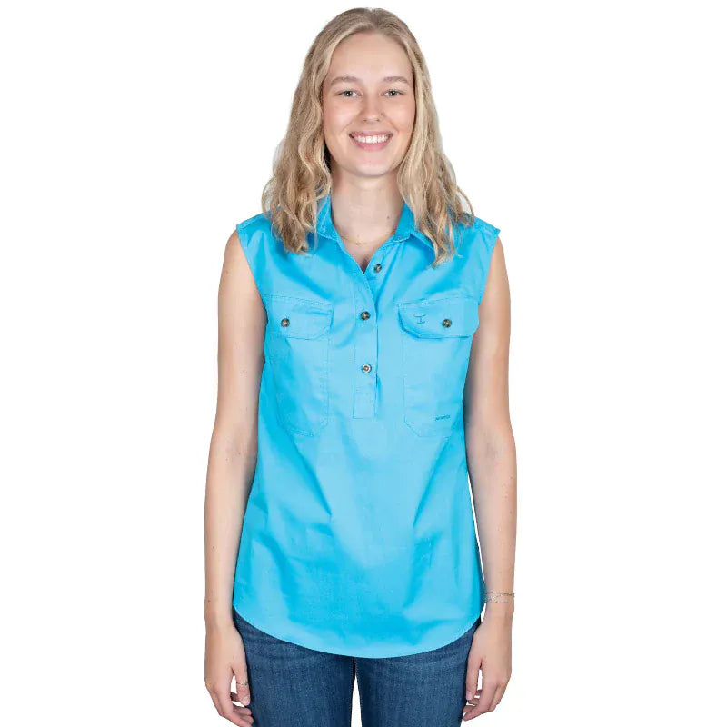 Just Country Womens Shirts 10 / Sky Just Country Workshirt Womens Kerry Sleeveless