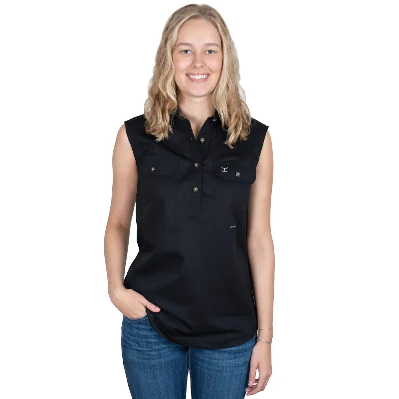 Just Country Womens Shirts 12 / Black Just Country Workshirt Womens Kerry Sleeveless
