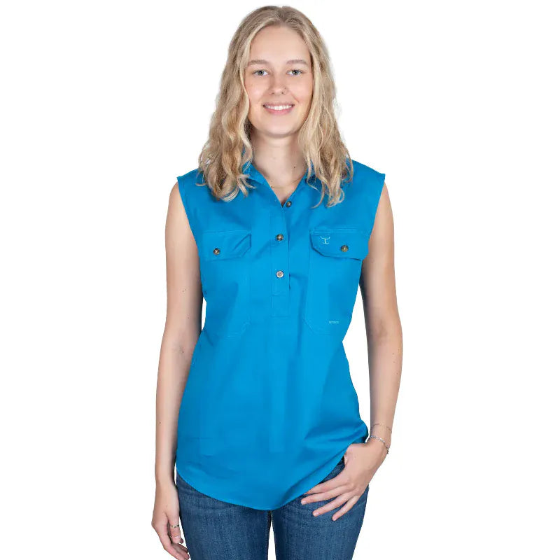 Just Country Womens Shirts 12 / Blue Jewel Just Country Workshirt Womens Kerry Sleeveless
