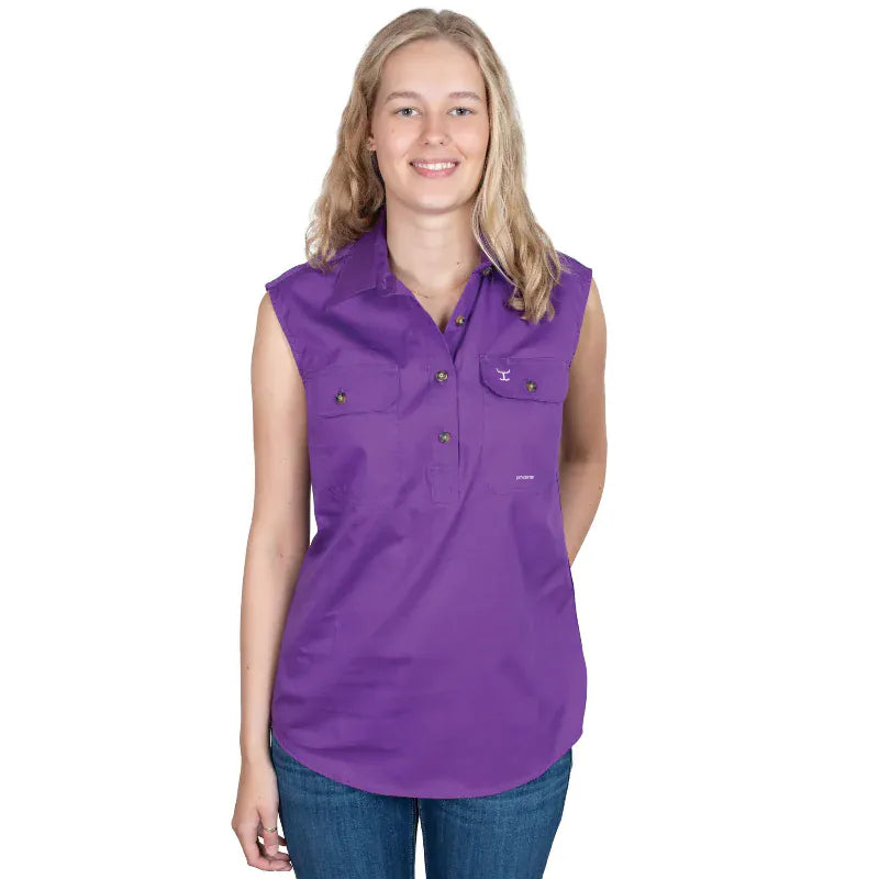 Just Country Womens Shirts 12 / Purple Just Country Workshirt Womens Kerry Sleeveless