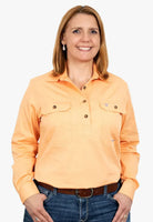 Just Country Womens Shirts 18 / Peach Just Country Workshirt Womens Jahna Half Button