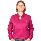 Just Country Womens Shirts 8 / Magenta Just Country Workshirt Womens Jahna Half Button