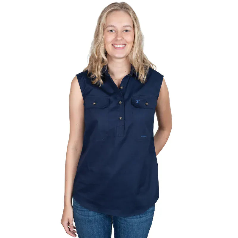 Just Country Womens Shirts 8 / Navy Just Country Workshirt Womens Kerry Sleeveless