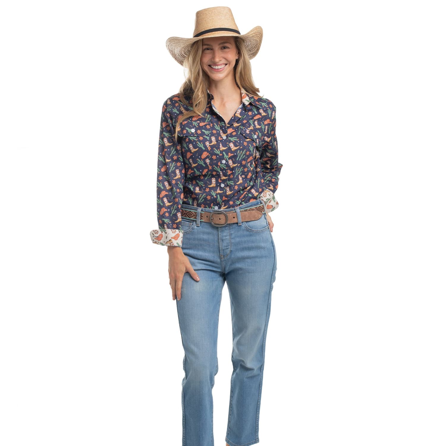 Just Country Womens Shirts Just Country Shirt Womens Abbey Full Button Print