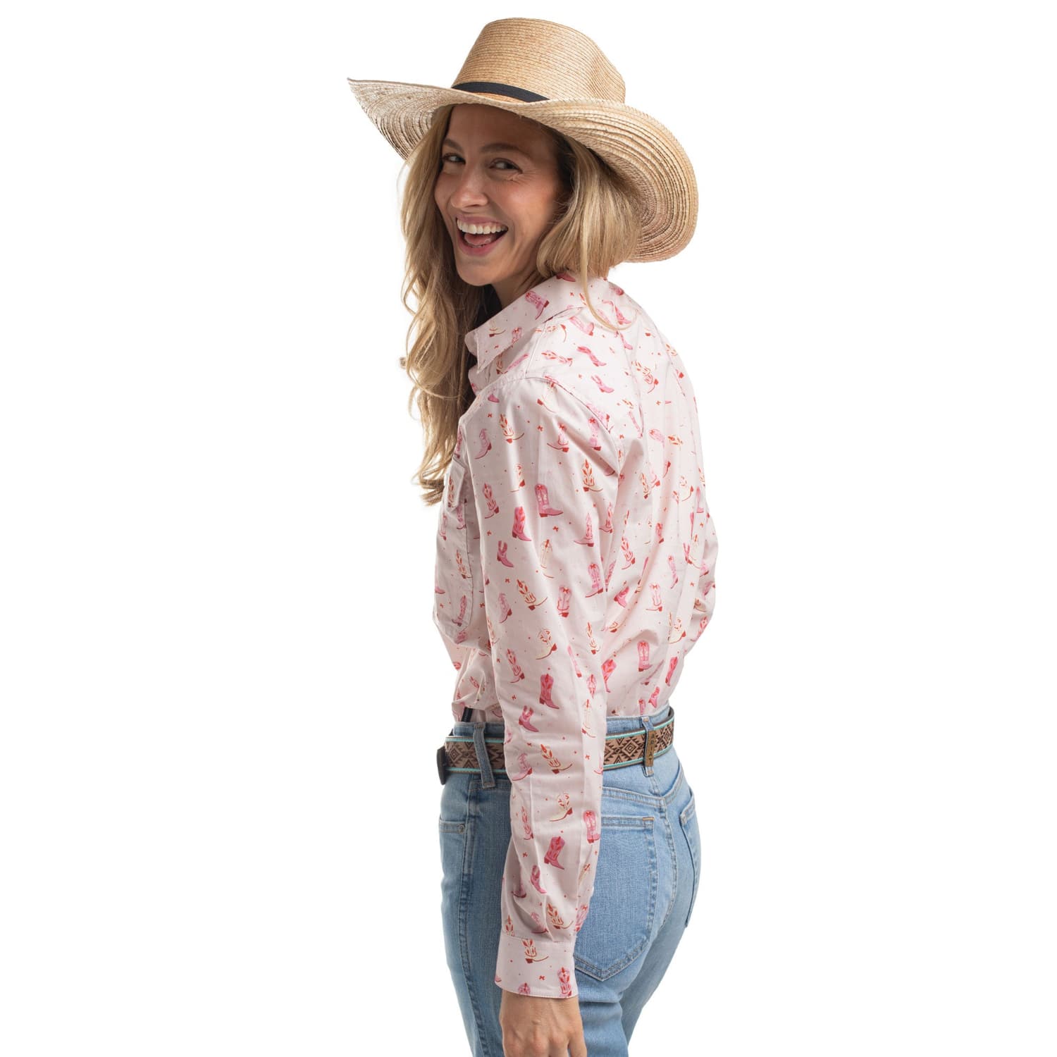 Just Country Womens Shirts Just Country Shirt Womens Georgie Half Button Print