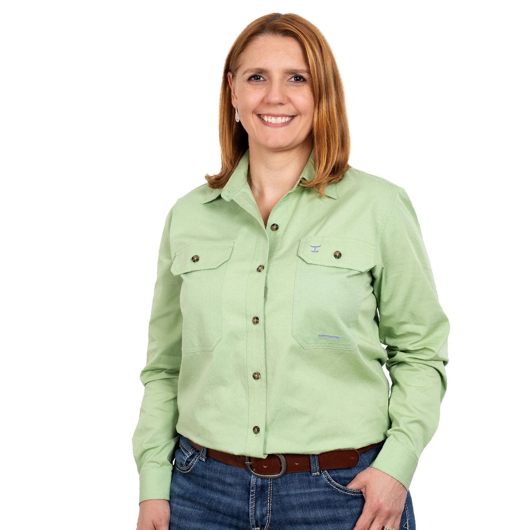 Just Country Womens Shirts Just Country Workshirt Womens Brooke Full Button Earthy Tones (50502)