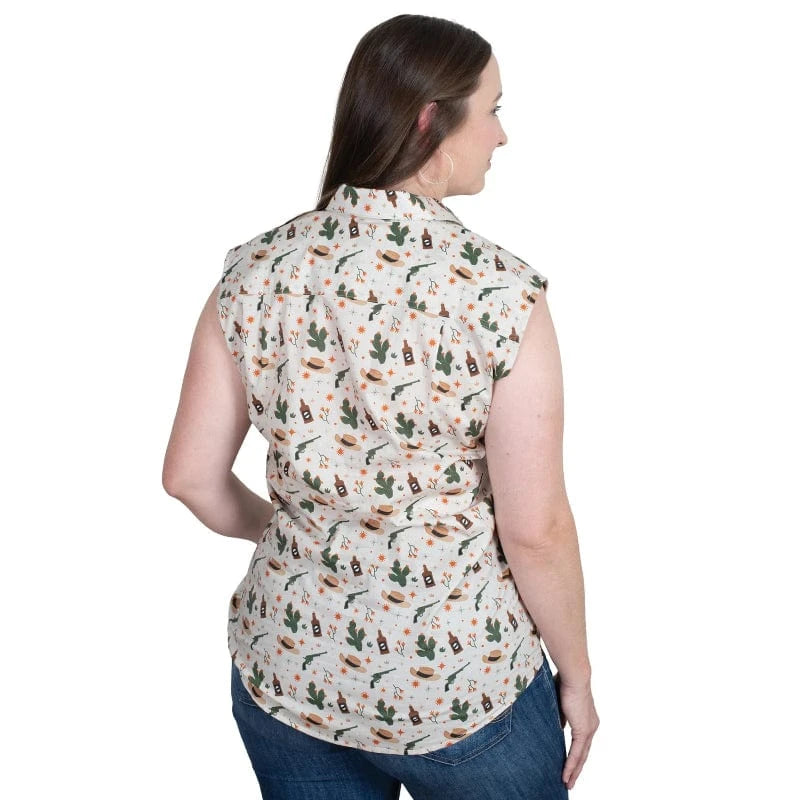 Just Country Womens Shirts Just Country Workshirt Womens Lilly Half Button Sleeveless